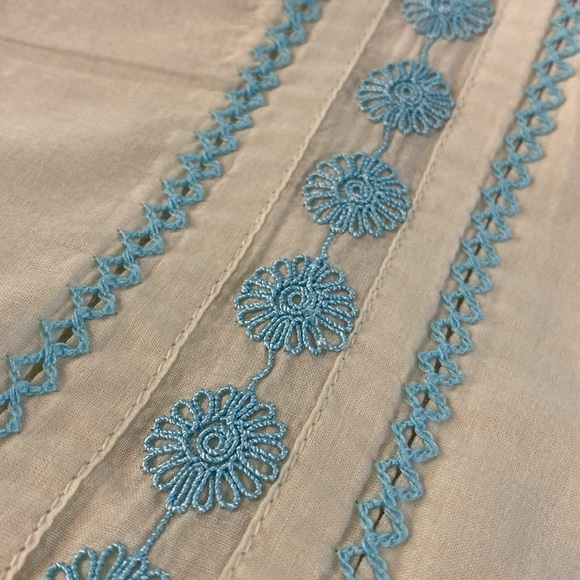 Old Navy Cream Turquoise Embroidery Halter Dress Size Small Boho Festival Hippie - Picture 7 of 8